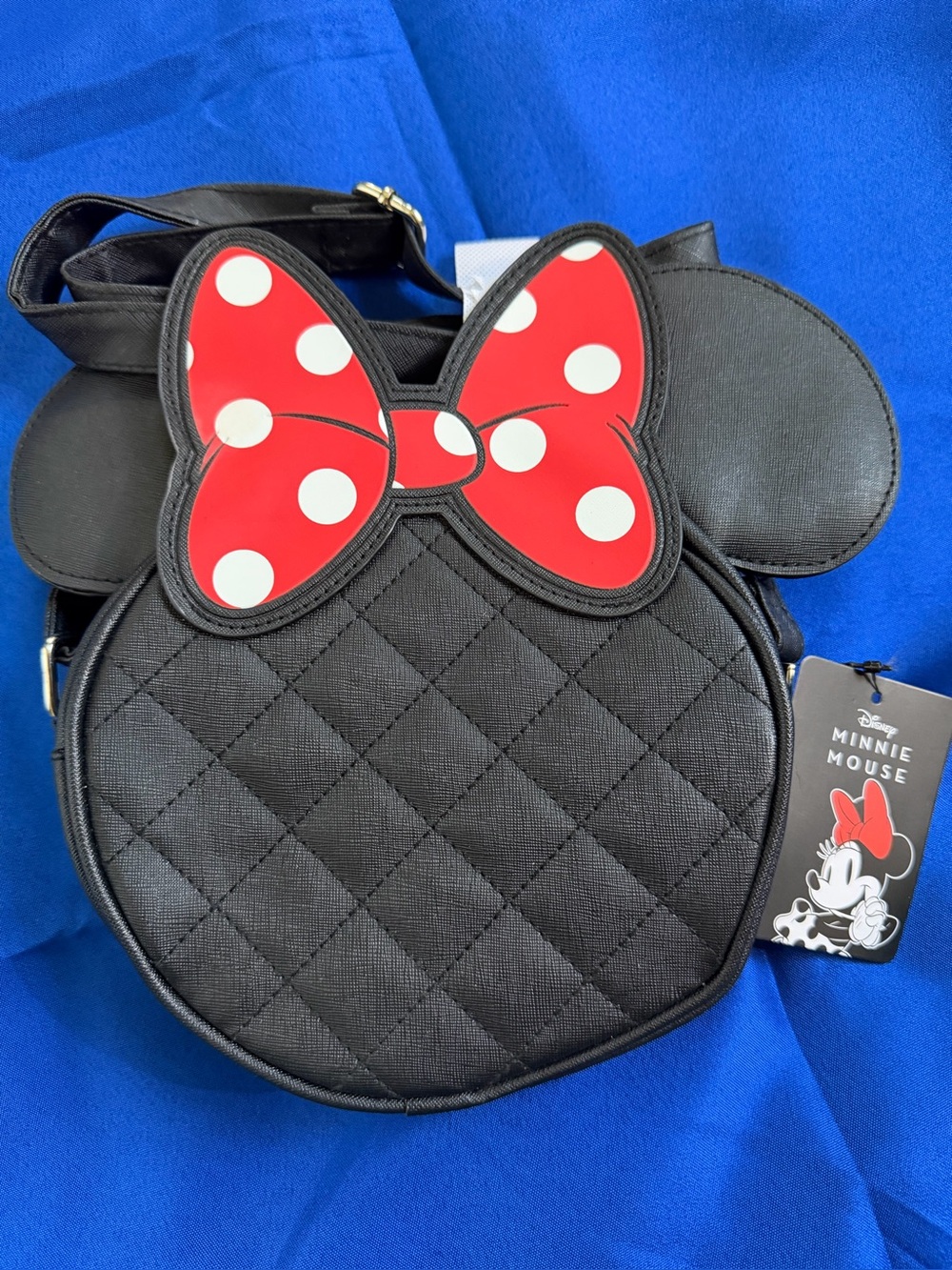 Disney Minnie Mouse Black Quilted Crossbody Bag NWT